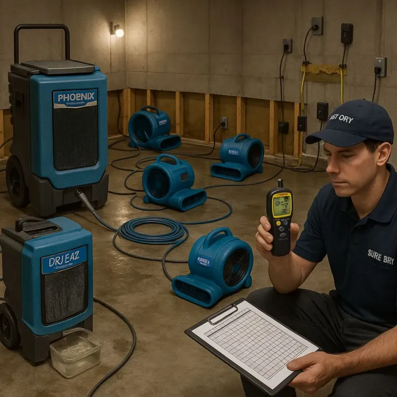 Structural Drying and Dehumidification process in Carver, MA